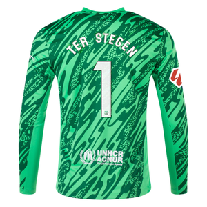 Nike Barcelona Goalkeeper Marc Andre Ter Stegen Jersey w/ La Liga Patch 24/25 (Green Spark/Pine Green/White)