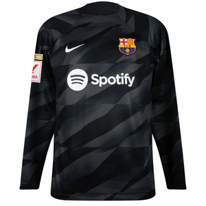 Nike Barcelona Andre Ter Stegen Goalkeeper Jersey w/ La Liga Champions Patches 23/24 (Anthracite/Black)