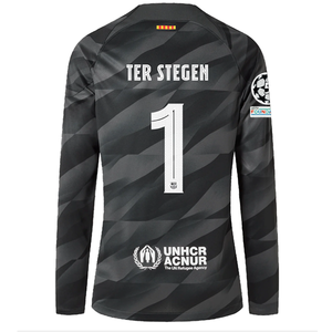Nike Barcelona Andre Ter Stegen Goalkeeper Jersey w/ Champions League Patches 23/24 (Anthracite/Black)