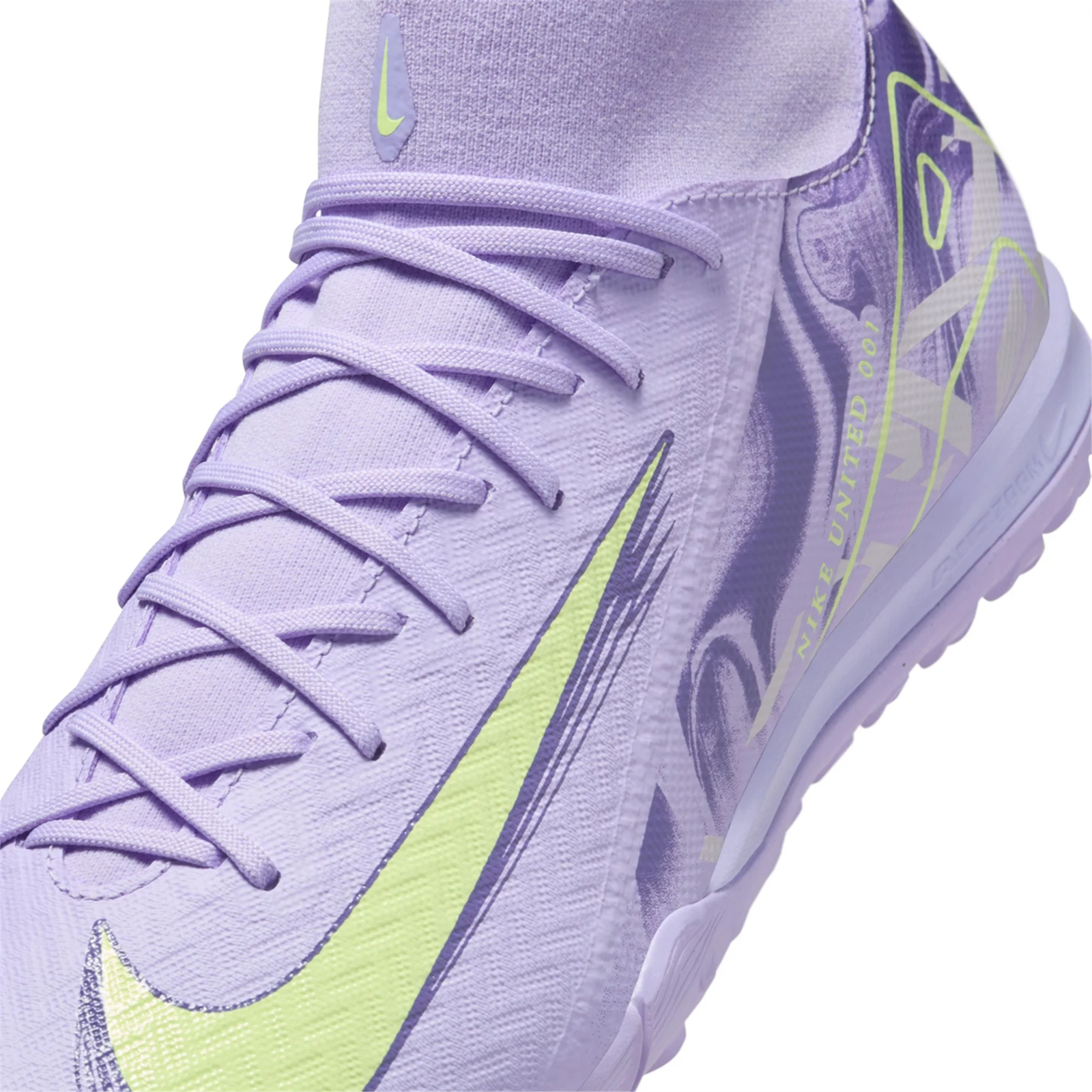 Nike United Zoom Superfly 10 Academy Turf Soccer Shoes (Purple Agate/Barely Volt)