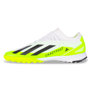 adidas Jr. X Crazyfast.3 Turf Soccer Shoes (White/Core Black/Lucid Lemon)