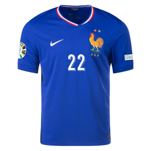 Nike France Theo Hernandez Home Jersey w/ Euro 2024 Patches 24/25 (Bright Blue/University Red)