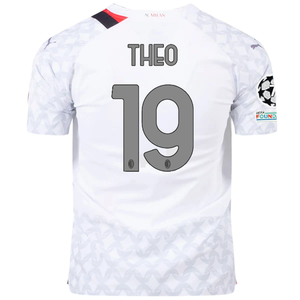 Puma AC Milan Authentic Theo Hernandez Away Jersey w/ Champions League Patches 23/24 (Puma White/Feather Grey)