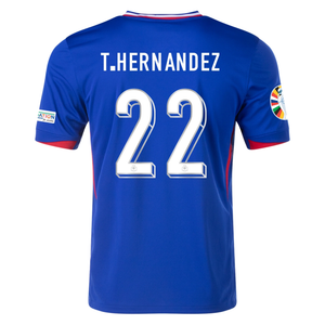 Nike France Theo Hernandez Home Jersey w/ Euro 2024 Patches 24/25 (Bright Blue/University Red)