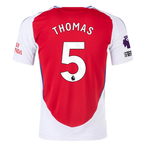 adidas Arsenal Authentic Thomas Partey Home Jersey w/ EPL + No Room For Racism Patches 24/25 (Better Scarlet/White)