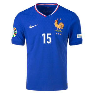 Nike Mens France Authentic Marcus Thuram Match Home Jersey w/ Euro 2024 Patches 24/25 (Bright Blue/University Red)