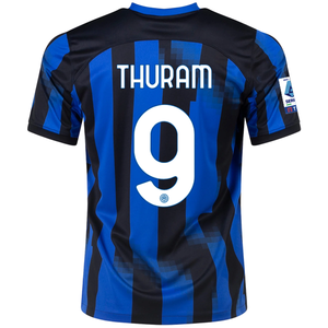 Nike Inter Milan Marcus Thuram Home Jersey w/ Serie A Patches 23/24 (Lyon Blue/Black/Vibrant Yellow)