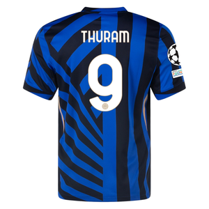 Nike Inter Milan Marcus Thuram Home Jersey w/ Champions League + Scudetto Patch 24/25 (Lyon Blue/Black)