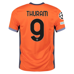 Nike Inter Milan Marcus Thuram Third Jersey w/ Champions League Patches 23/24 (Safety Orange/Thunder Blue)