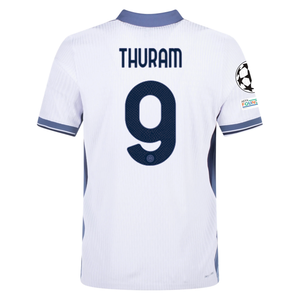 Nike Inter Milan Authentic Marcus Thuram Away Jersey w/ Champions League + Scudetto Patch 24/25 (White/Silver)