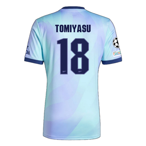 adidas Arsenal Takehiro Tomiyasu Third Jersey w/ Champions League Patches 24/25 (Clear Aqua/Light Flash Purple)