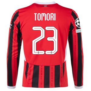 Puma AC Milan Fikayo Tomori Home Long Sleeve Jersey w/ Champions League Patches 24/25 (Red/Black)