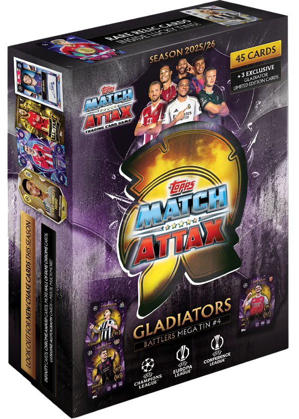 Topps Match Attax 25/26 Gladiators Mega Tin Battlers Trading Cards C Topps Match Attax 25/26 Gladiators Mega Tin Battlers Trading Cards C