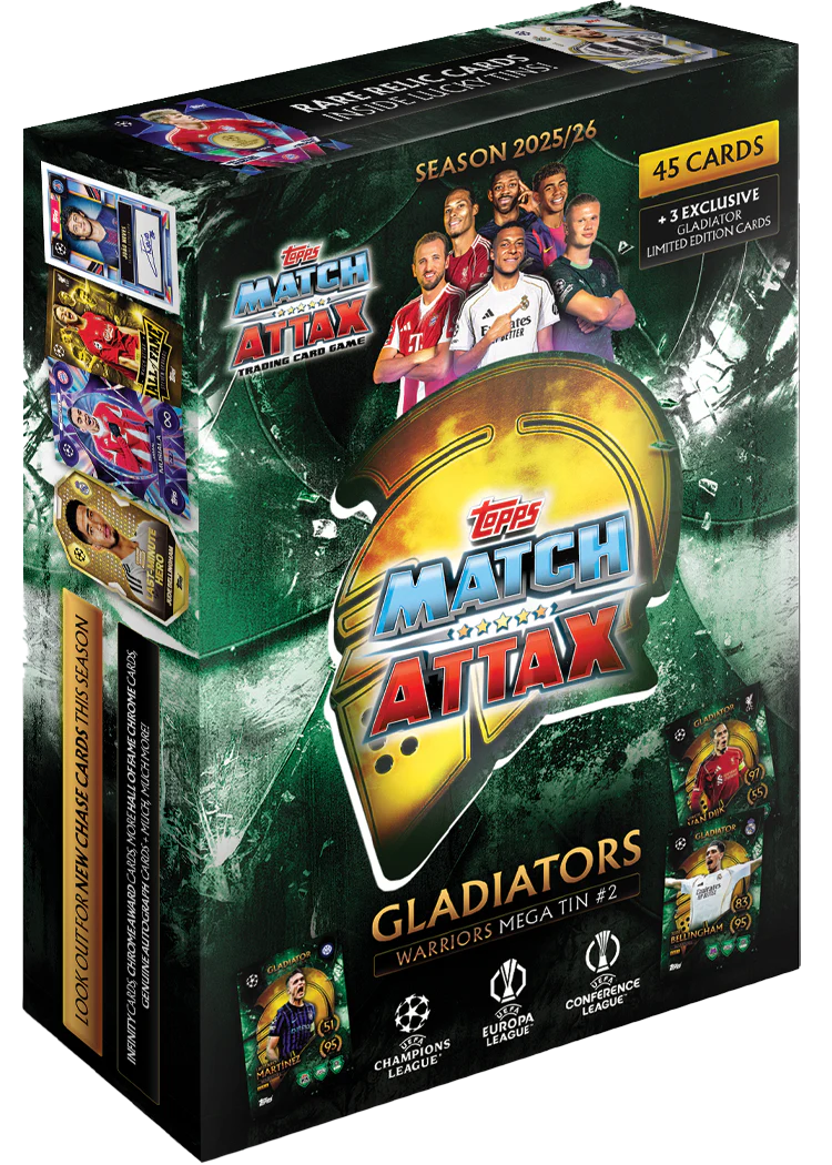 Topps Match Attax 25/26 Gladiators Mega Tin Warriors – Exclusive Trading Cards Collection | SoccerWearhouse