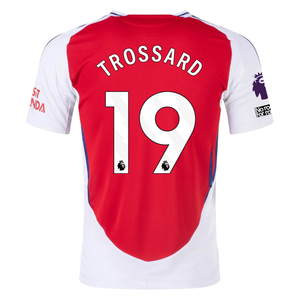 adidas Arsenal Authentic Leandro Trossard Home Jersey w/ EPL + No Room For Racism Patches 24/25 (Better Scarlet/White)