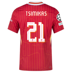 Nike Liverpool Match Authentic Konstantinos Tsimikas Home Jersey w/ Champions League Patches 24/25 (Gym Red/Chrome Yellow)