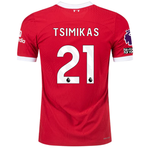 Nike Liverpool Authentic Tsmikas Vaporknit Match Home Jersey w/ EPL + No Room For Racism 23/24 (Red/White)