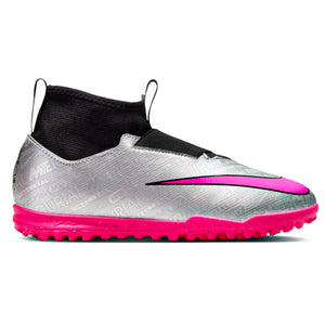 Nike Jr. Zoom Superfly 9 Academy XXV Turf Soccer Shoes (Metallic Silver/Hyper Pink)