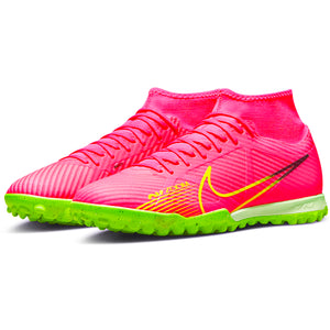 Nike Zoom Superfly 9 Academy Turf Soccer Shoes (Pink Blast/Volt-Gridiron)