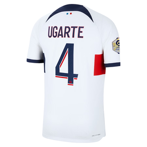 Nike Paris Saint-Germain Authentic Manuel Ugarte Match Vaporknit Away Jersey w/ Ligue 1 Patch 23/24 (White/Midnight Navy)