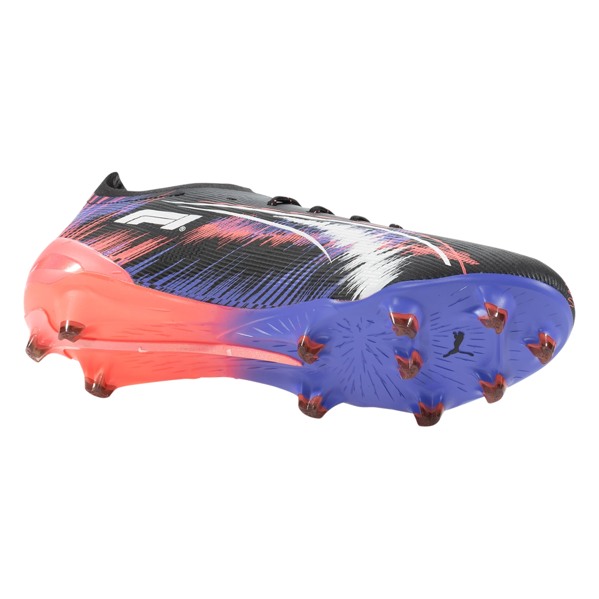 Puma Ultra 5 Ultimate F1 FG Soccer Cleats (Black/Sunset Glow/Dark Amethyst)