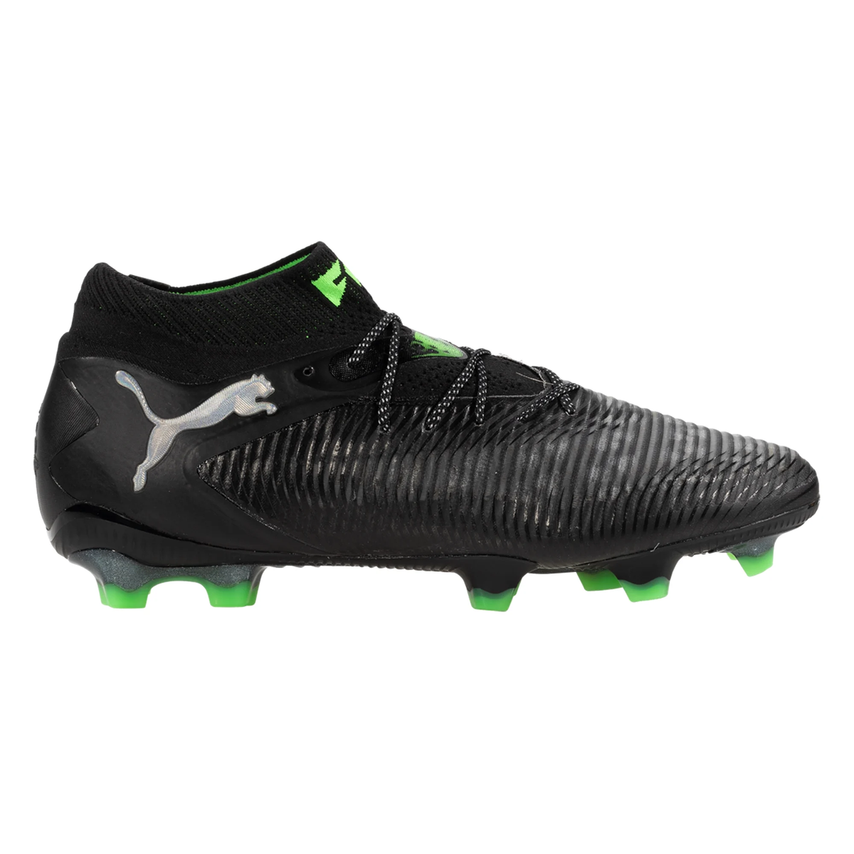 Puma Future 8 Ultimate FG Soccer Cleats (Black/Cool Grey/Fluo Green)