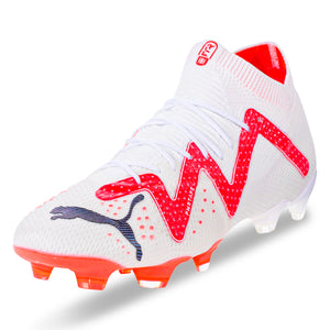 Puma Future Ultimate Soccer Cleats FG/AG Soccer Cleats (Puma White/Fire-Orchid)