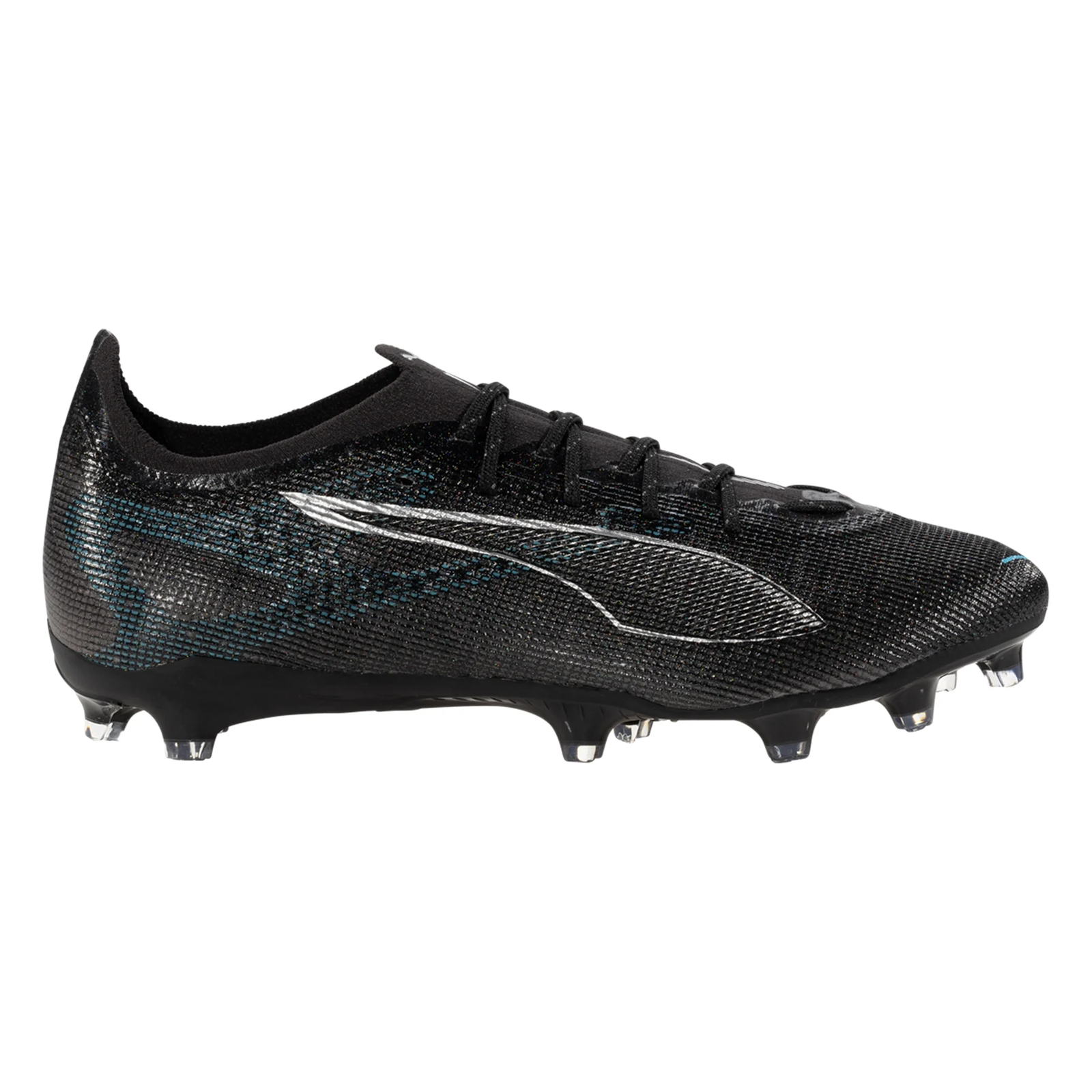 Puma Ultra 5 Pro FG/AG Soccer Cleats (Black/Silver/Bright Aqua)
