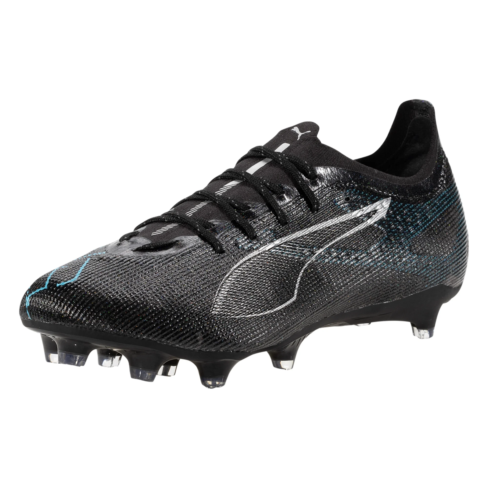 Puma Ultra 5 Pro FG/AG Soccer Cleats (Black/Silver/Bright Aqua)