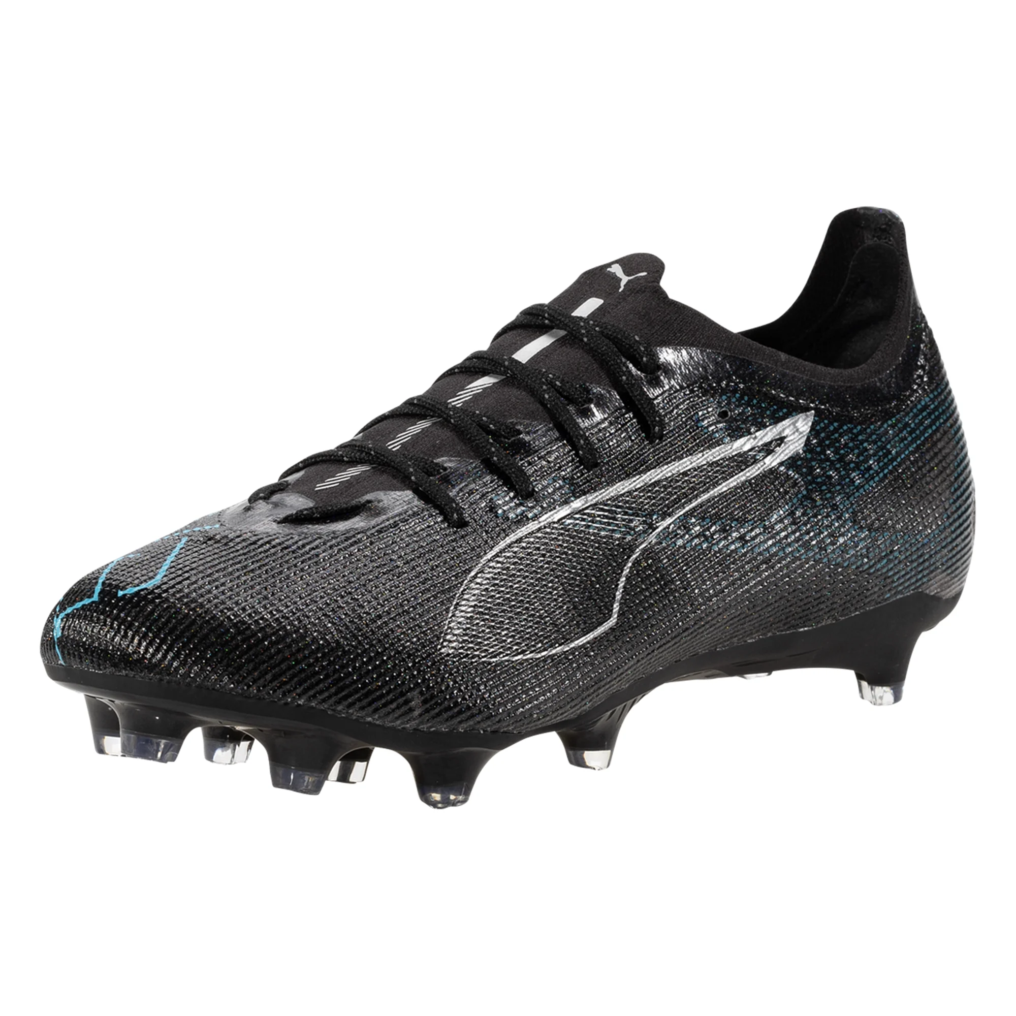 Puma Ultra 5 Pro FG/AG Soccer Cleats (Black/Silver/Bright Aqua)