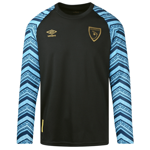 Umbro Guatemala Long Sleeve Prematch Jersey 23/24 (Black/Blue/Gold | SoccerWearhouse