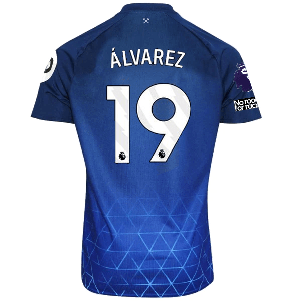 Umbro West Ham Edson Alvarez Third Jersey w/ EPL + No Room For Racism Patches 23/24 (Navy/Sky Blue) | SoccerWearhouse