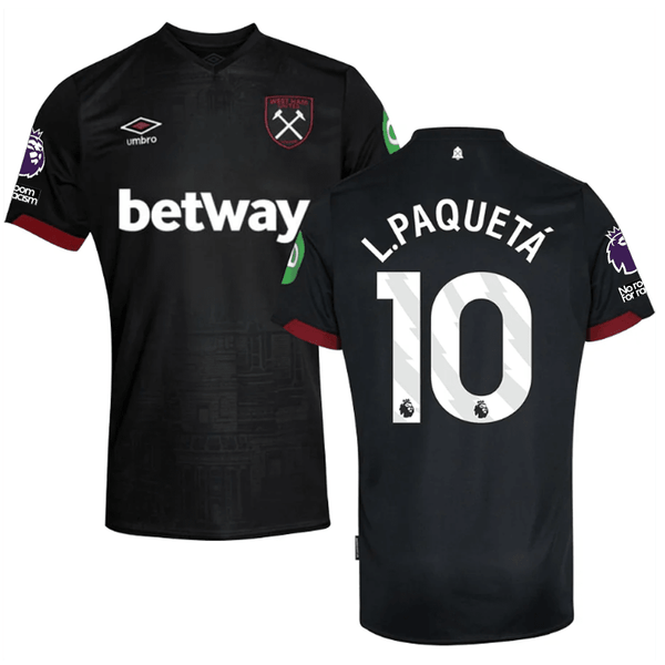 Umbro West Ham Lucas Paquetá Away Jersey w/ EPL + No Room For Racism P