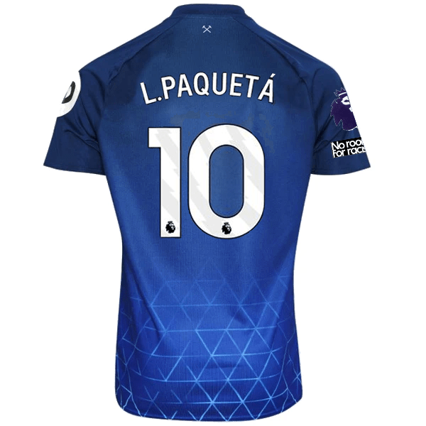 Umbro West Ham Lucas Paqueta Third Jersey w/ EPL + No Room For Racism Patches 23/24 (Navy/Sky Blue) | SoccerWearhouse