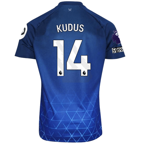 Umbro West Ham Mohammed Kudus Third Jersey w/ EPL + No Room For Racism Patches 23/24 (Navy/Sky Blue) | SoccerWearhouse