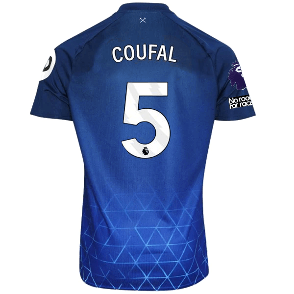 Umbro West Ham Vladimir Coufal Third Jersey w/ EPL + No Room For Racism Patches 23/24 (Navy/Sky Blue) | SoccerWearhouse