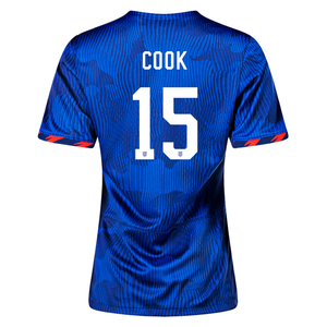 Nike Womens United States Alana Cook 4 Star Away Jersey 23/24 w/ 2019 World Cup Champion Patch (Hyper Royal/Loyal Blue)