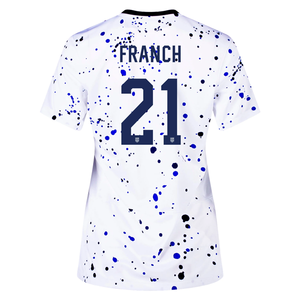 Nike Womens United States Adrianna Franch 4 Star Home Jersey 23/24 w/ 2019 World Cup Champion Patch (White/Loyal Blue)