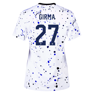 Nike Womens United States Naomi Girma 4 Star Home Jersey 23/24 w/ 2019 World Cup Champion Patch (White/Loyal Blue)