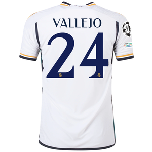 adidas Real Madrid Authentic Jesus Vallejo Home Jersey w/ Champions League + Club World Cup Patches 23/24 (White)