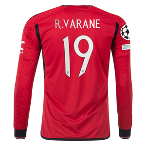 adidas Manchester United Authentic Raphael Varane Long Sleeve Home Jersey w/ Champions League Patches 23/24 (Team College Red)