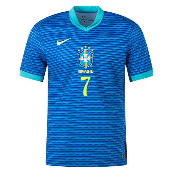 Nike Mens Brazil Vini Jr. Away Jersey 24/25 (Soar/Dynamic Yellow ...