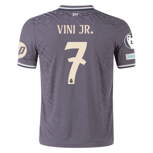 adidas Real Madrid Authentic Vini Jr. Third Jersey w/ Champions League Patches 24/25 (Charcoal)