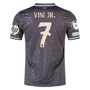 adidas Real Madrid Vini Jr. Third Jersey w/ Champions League Patches + HP Sponsor 24/25 (Charcoal)