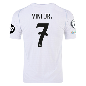 adidas Real Madrid Authentic Vini Jr. Home Jersey w/ Champions League Patches 24/25 (White/Black)