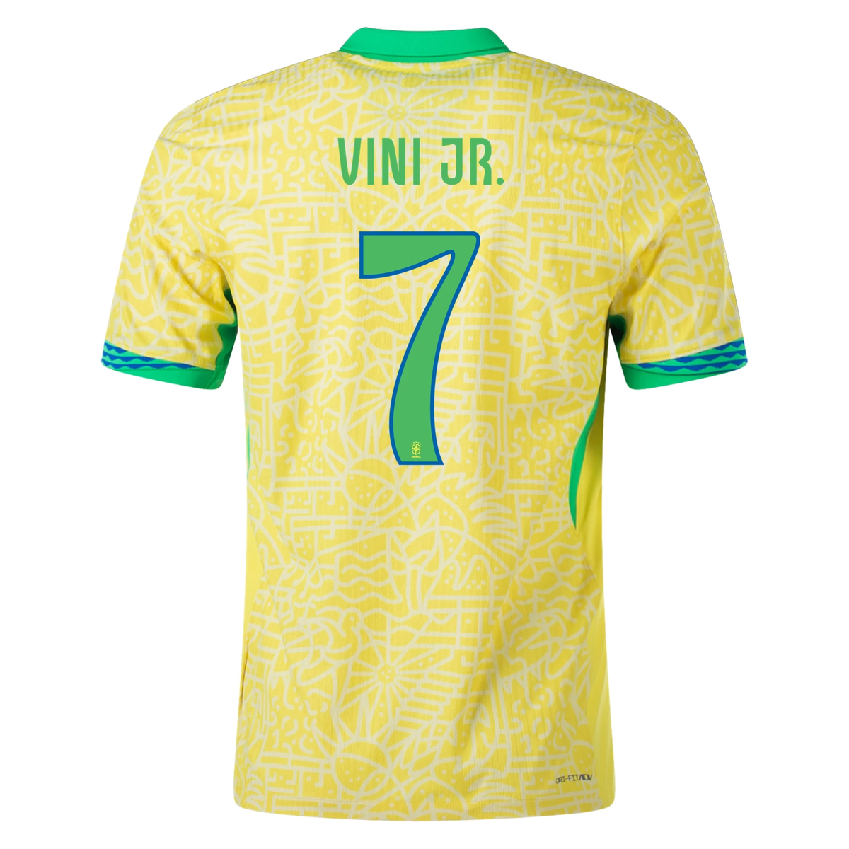 Nike Mens Brazil Vini Jr. Home Jersey 24/25 (Dynamic Yellow/Lemon Chiffon/Green Spark)