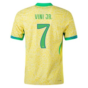 Nike Mens Brazil Vini Jr. Home Jersey 24/25 (Dynamic Yellow/Lemon Chiffon/Green Spark)