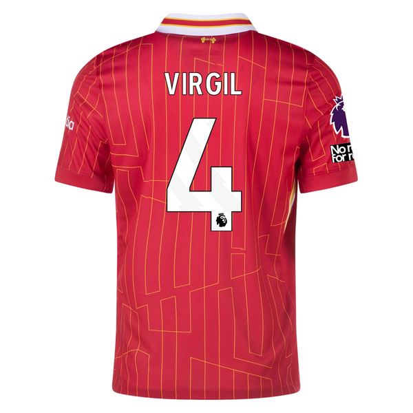 Nike Liverpool Virgil van Dijk Home Jersey w/ EPL + No Room For Racism ...