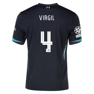 Nike Liverpool Virgil Van Dijk Away Jersey w/ Champions League Patches 24/25 (Night Forest/Washed Teal)