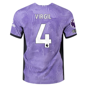 Nike Liverpool Authentic Virgil Van Dijk Match Vaporknit Third Jersey w/ EPL + No Room For Racism Patches 23/24 (Space Purple/White)